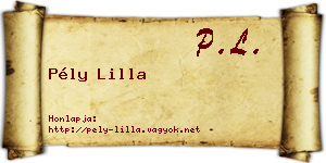 Pély Lilla névjegykártya